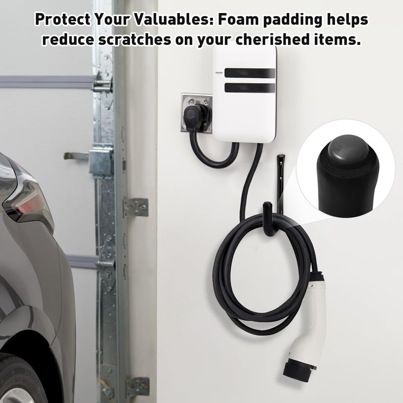 KURUI 10" Garage Organization Wall Hooks, 66 LB Heavy Duty Water Hose Holder for Hanging Ladder Extension Cord Garden Tool Cable, 4 Pcs, Black - Image 3